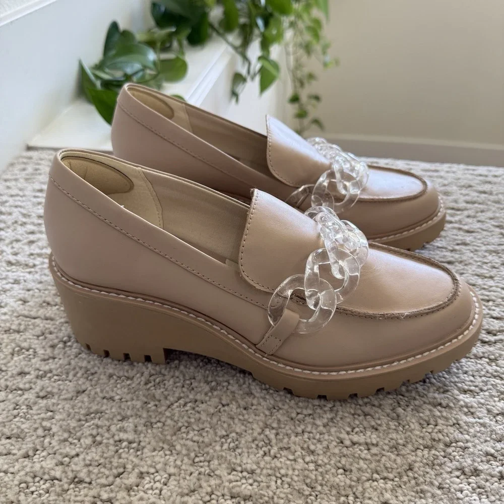 DOLCE VITA 8.5 Haris Leather Blush Platform Loafers